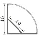 Profil aluminium corner 45° 16x16mm 2.5m