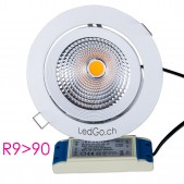 Spot encastrable 30W LED COB orientable 2000°K 60° D190x143mm découpe 180mm