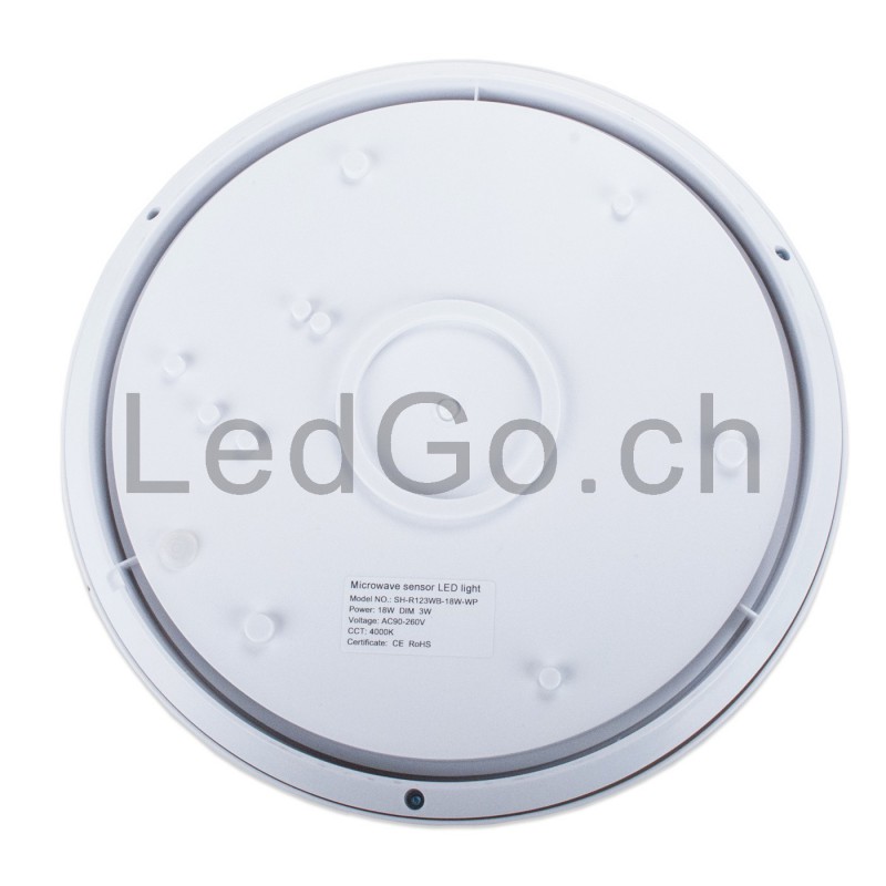 Plafonnier LED Extérieur 18W Rond avec Détecteur de Mouvement Radar Ø300 mm  Blanc Neutre 3800K - 4200K 180º