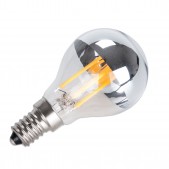 Ampoule W14 sphérique 4W à filament tête miroir argenté dimmable