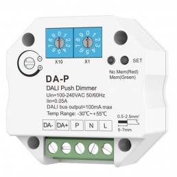 Module variateur Variateur DALI 230V AC 64 adresses réglables + push dim. + DALI bus 16V DC 100mA