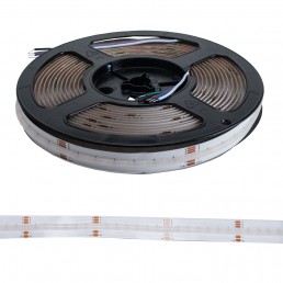 Bande LED 19W/m 24V IP20 COB (784 smd/m) 5M RGB+3000°K largeur 10mm