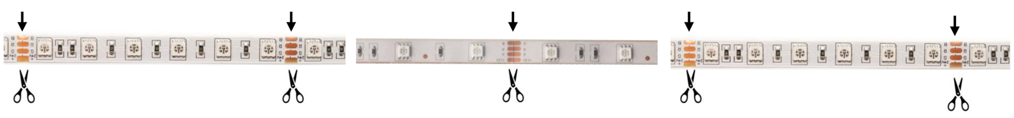 Exemple où couper une bande led rgb
